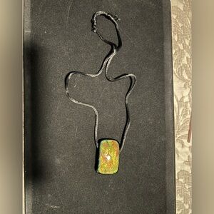 Elegant Morikami signed Multicolor Pendant Glass Necklace